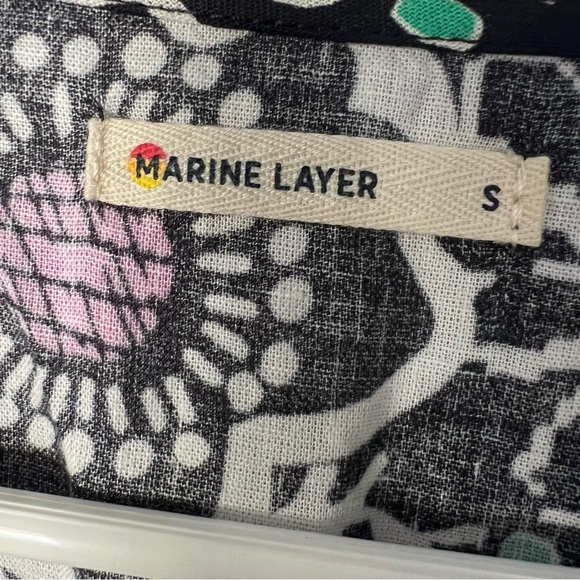 Marine Layer Camila Mini Dress Small black floral hemp casual pockets A-line - Picture 4 of 9